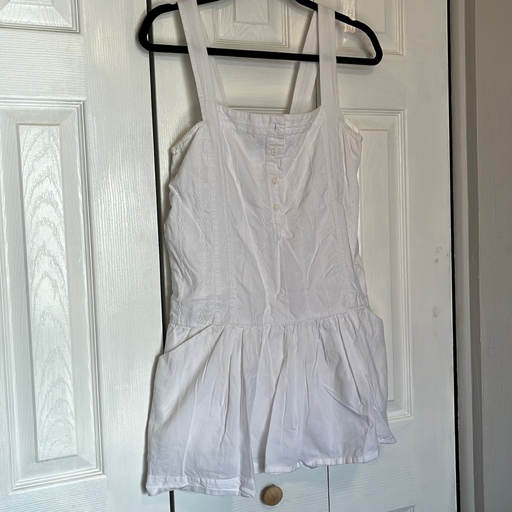 Short white apron mini dress